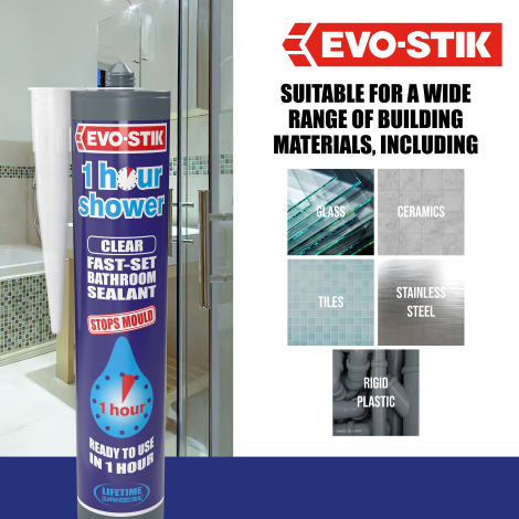 EVO-STIK 1 Hour Shower Bathroom Sealant White - materials