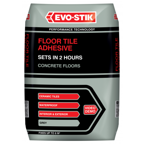 Evo Stik Floor Tile Adhesive Fast Set, Waterproof Floor Tile Adhesive