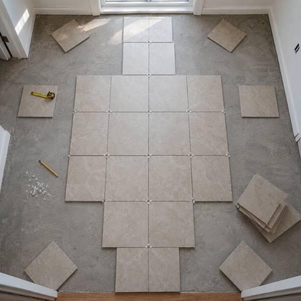 UK How to tile a floor using powder step 2